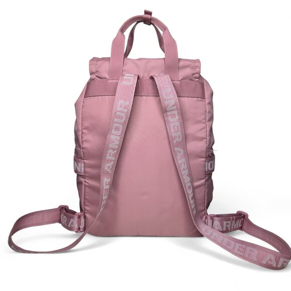 Under Armour Favorite Back Pack Women's Pink Cinch Flap Canvas Strap Spell Out - Picture 4 of 8